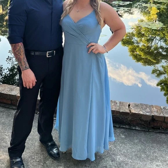 Azazie Dresses Sea Mist Bridesmaid Dresses Azazie Women's Size C Bridesmaid Prom  Dress Mist Blue Chifforn